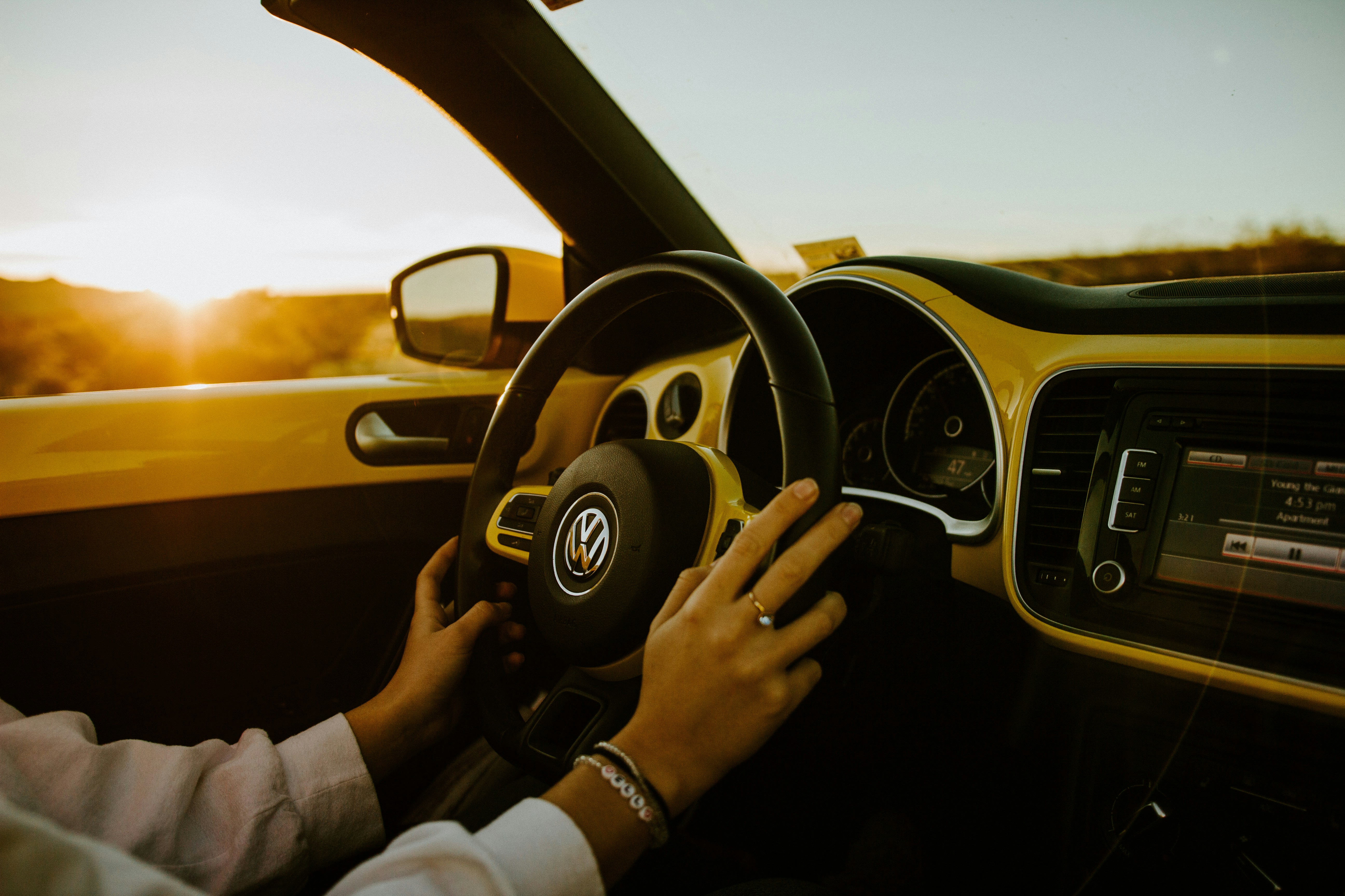 Lady driving a car